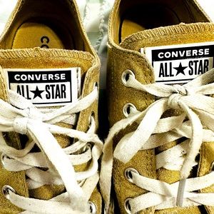 Gold Converse Low Top All-Star Sneakers, size 6